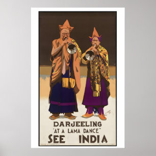 Darjeeling at a Lama Dance See India Vintage Poster