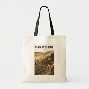 Darjeeling India Illustration Travel Art Vintage Tote Bag