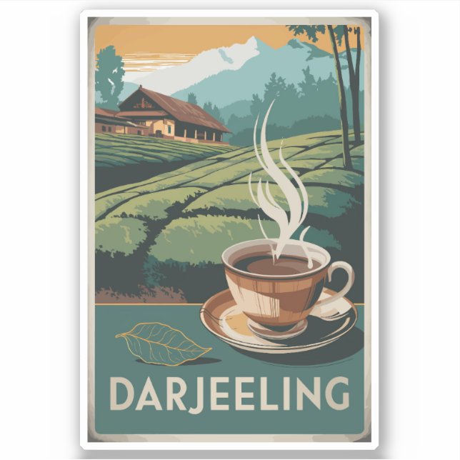 Darjeeling India Tea Travel Art Vintage (Front)