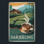 Darjeeling India Tea Travel Art Vintage Poster<br><div class="desc">Darjeeling retro vector travel design. Darjeeling is a town in India's West Bengal state,  in the Himalayan foothills. It remains the terminus of the narrow-gauge Darjeeling Himalayan Railway. Famed for the distinctive black tea grown on plantations that dot its surrounding slopes.</div>