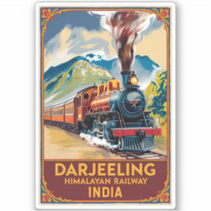 Darjeeling India Train Painterly Travel Art Retro