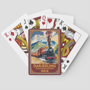 Darjeeling India Train Painterly Travel Art Retro Playing Cards