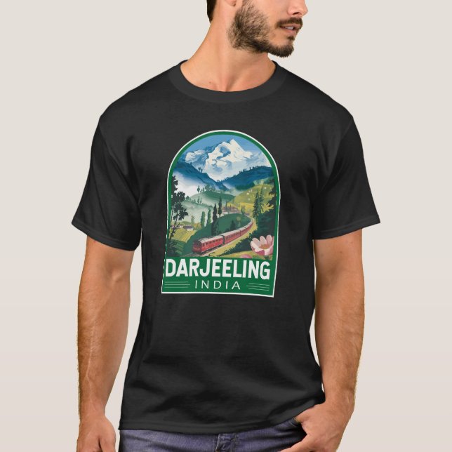 Darjeeling India Travel Art Emblem T-Shirt (Front)