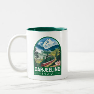 Darjeeling India Travel Art Emblem Two-Tone Coffee Mug