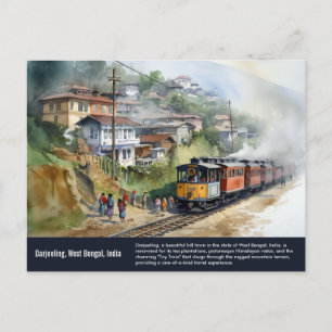 Darjeeling India   Travel Watercolor Painting Postcard