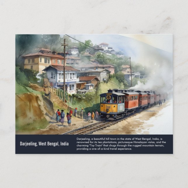 Darjeeling India | Travel Watercolor Painting Postcard (Front)