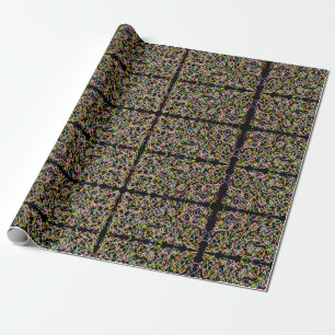 dark abstract art shapes in contrast neon look wrapping paper