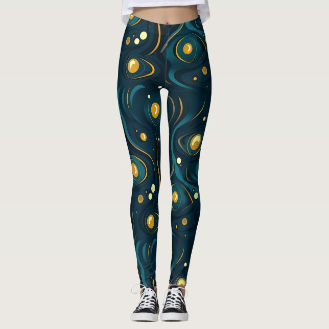 Dark Abstract Cosmic Pattern Leggings (Front)