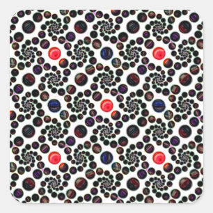 Dark Abstract Spiral With Cherries Pattern Square Sticker