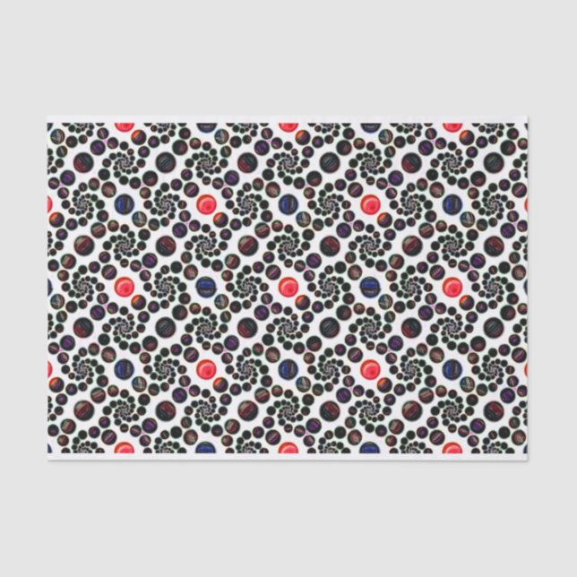 Dark Abstract Spiral With Cherries Pattern Tissue Paper (Front)