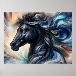 Dark Abstract Stallion Poster