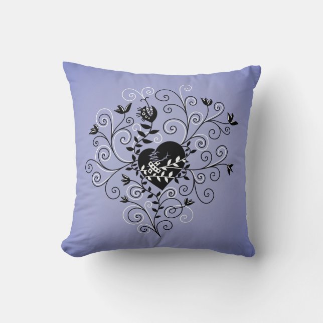 Dark Abstract Whimsical Fixed Broken Heart Cushion (Front)