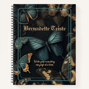 Dark Academia Aesthetic Butterfly Name Sentiment  Notebook