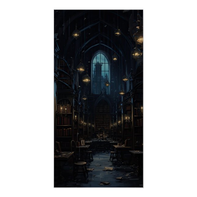 Dark Academia Aesthetic Gothic Library Academy Poster (Front)