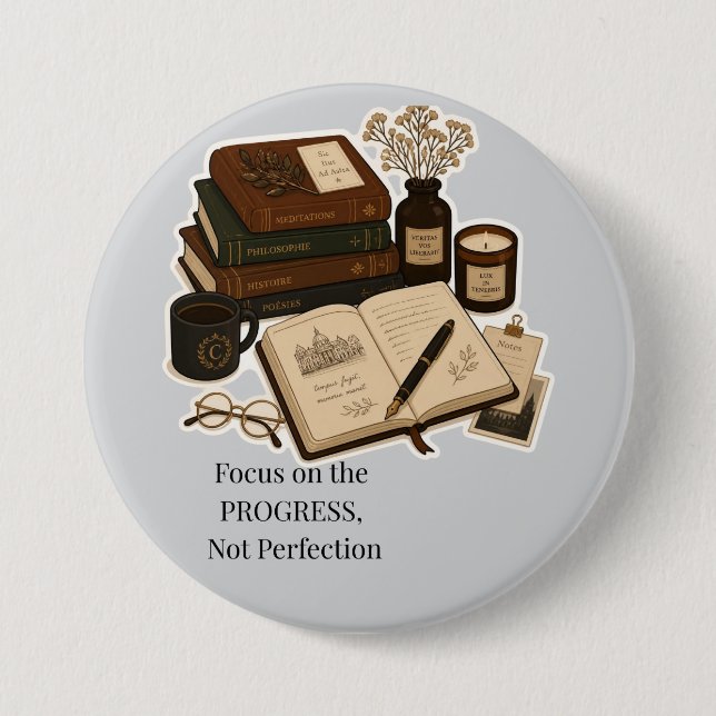 Dark Academia Aesthetic Study Planner  7.5 Cm Round Badge (Front)