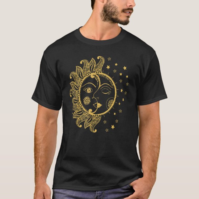 Dark Academia Aesthetic Tarot Aesthetic Sun and Mo T-Shirt (Front)
