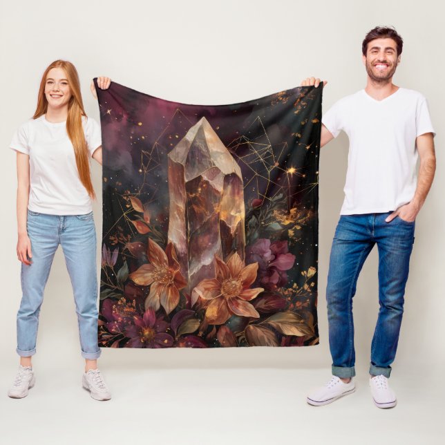 Dark Academia Amethyst Celestial Design Fleece Blanket (In Situ)