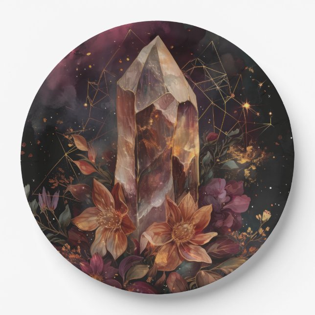 Dark Academia Amethyst Celestial Design Paper Plate (Front)