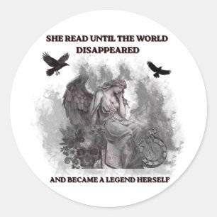 Dark Academia Angel Gothic Reading Quote Poster Classic Round Sticker