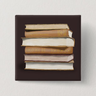 Dark Academia Antique Books 15 Cm Square Badge