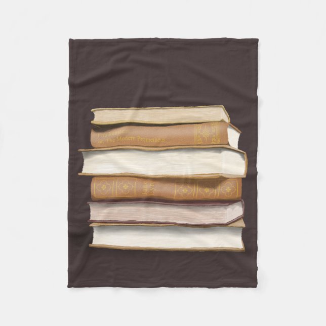 Dark Academia Antique Books Fleece Blanket (Front)