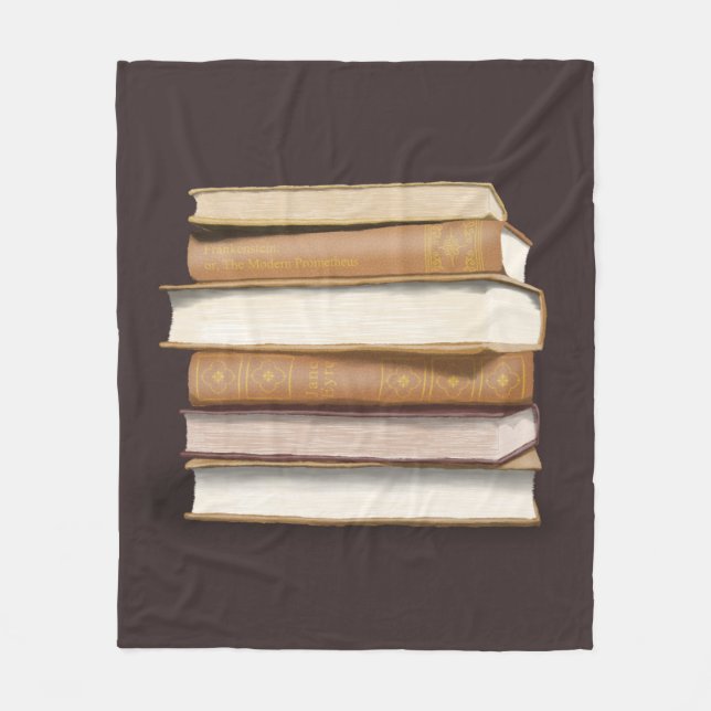Dark Academia Antique Books Fleece Blanket (Front)