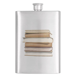 Dark Academia Antique Books Hip Flask