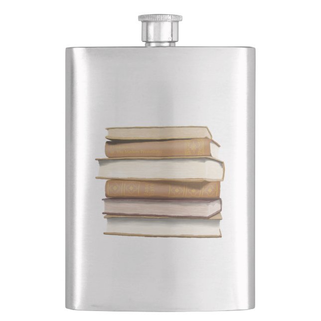 Dark Academia Antique Books Hip Flask (Front)