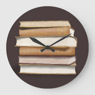 Dark Academia Antique Books Large Clock