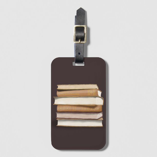 Dark Academia Antique Books Luggage Tag (Front Vertical)