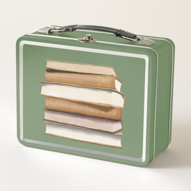 Dark Academia Antique Books Metal Lunch Box (Front)
