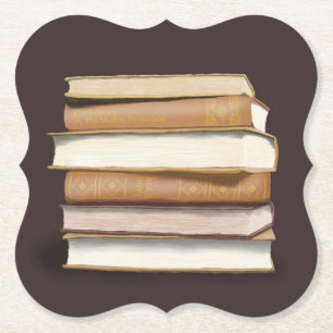 Dark Academia Antique Books Paper Coaster