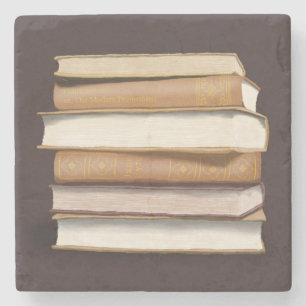 Dark Academia Antique Books Stone Coaster