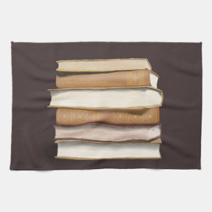 Dark Academia Antique Books Tea Towel