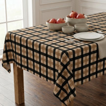 Dark Academia Black and Camel Plaid Tartan