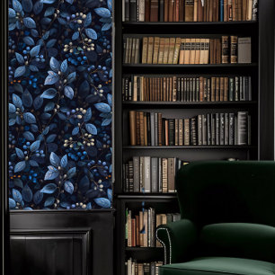 Dark Academia Blue Fauna Wallpaper