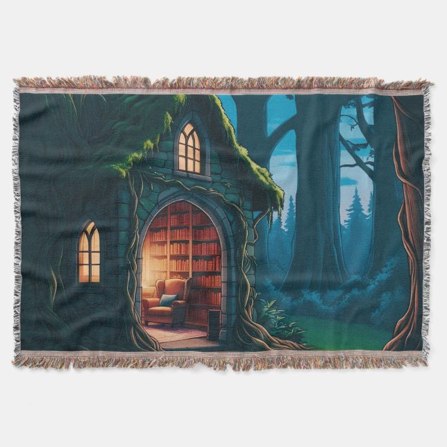 Dark Academia = Book Lover Gift Throw Blanket (Front)