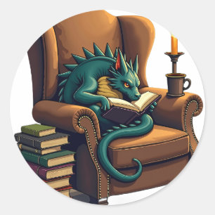 Dark Academia Booktok Reading Nook Vintage Illustr Classic Round Sticker