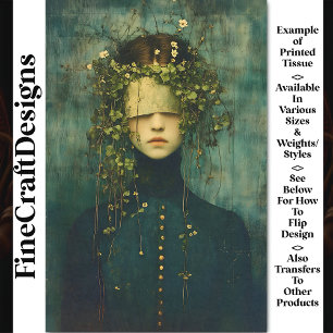 Dark Academia Botanical Figure BD7 Decoupage Tissue Paper