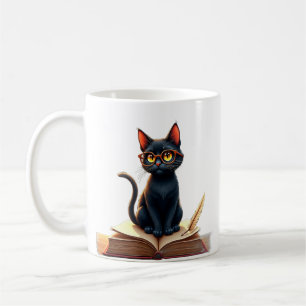 Dark Academia Cat Book Lover Reading Nook Coffee Mug