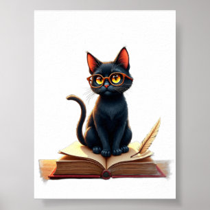 Dark Academia Cat Book Lover Reading Nook Poster
