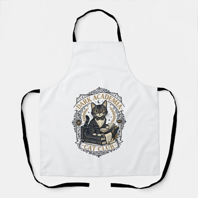 Dark Academia Cat Cat Dad Gift Idea - Dark Academi Apron (Front)