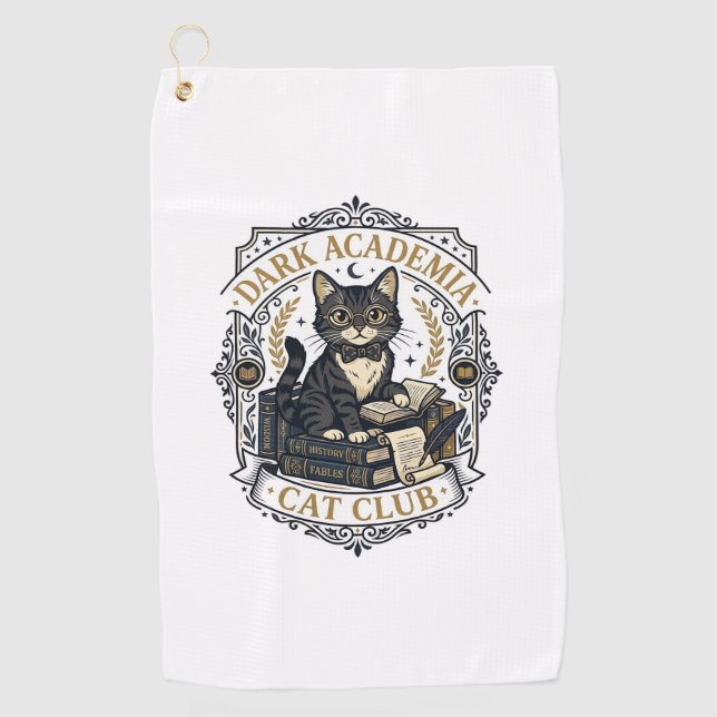 Dark Academia Cat Cat Dad Gift Idea - Dark Academi Golf Towel (Front)