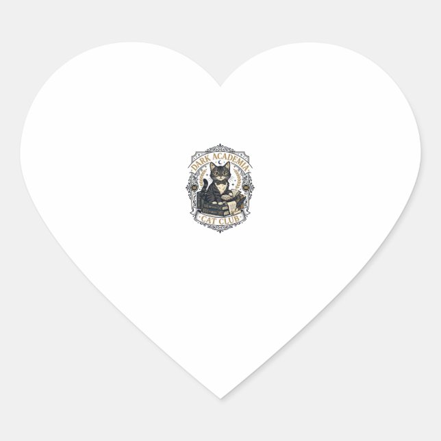 Dark Academia Cat Cat Dad Gift Idea - Dark Academi Heart Sticker (Front)