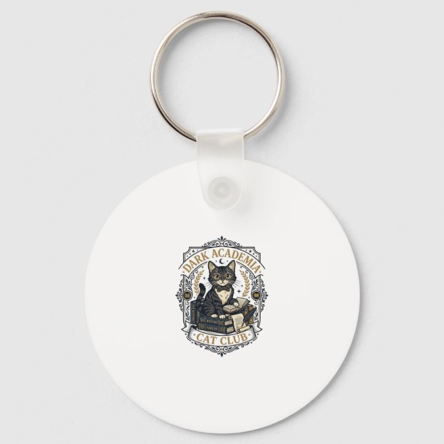 Dark Academia Cat Cat Dad Gift Idea - Dark Academi Key Ring (Front)