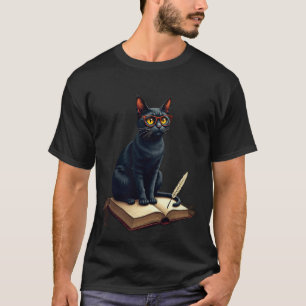 Dark Academia Cat Scholar Six Seven T-Shirt