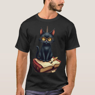 Dark Academia Cat Scholar Sticker T Shirt