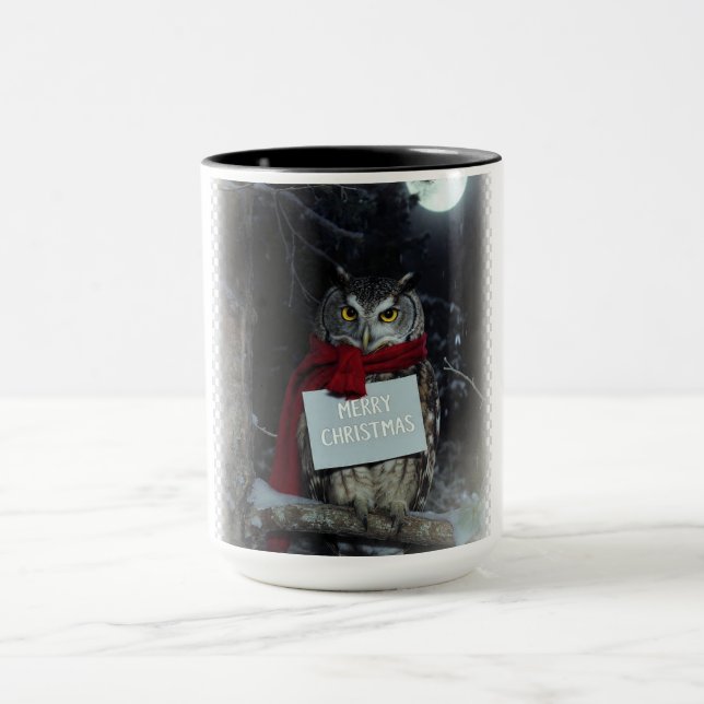 Dark Academia Christmas Owl Merry Mug (Center)