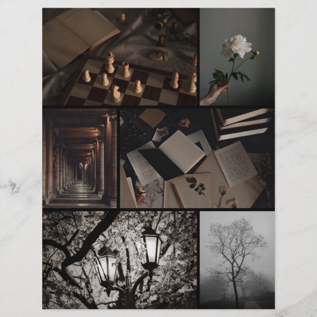 Dark Academia Collage Scrapbooking Paper (Front)