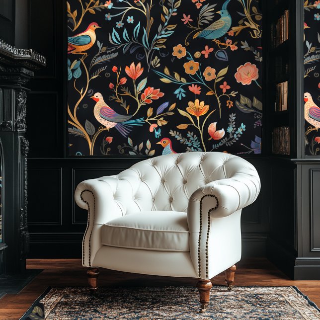 Dark Academia Colourful Chinoiserie Style Wallpape Wallpaper (Creator Uploaded)